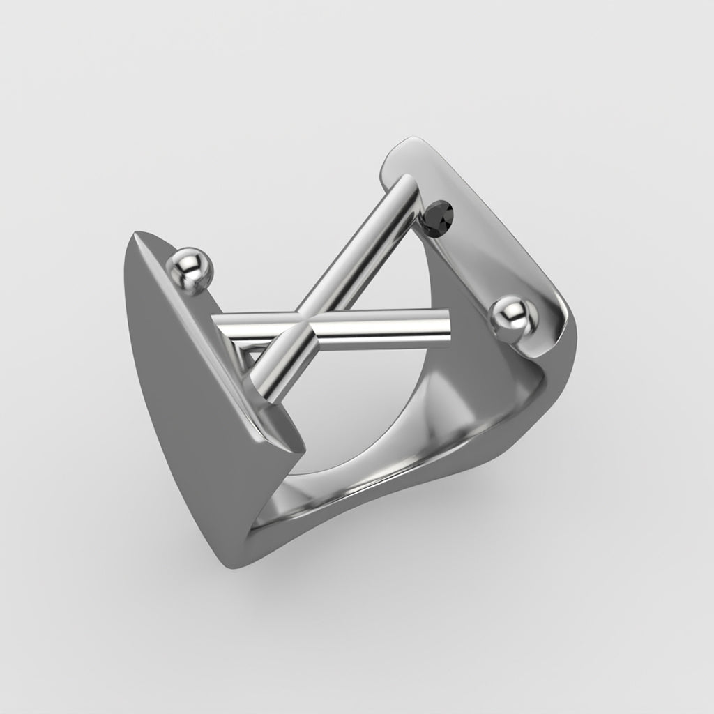 Chevalière 1.618 en argent 925 avec un diamant noir