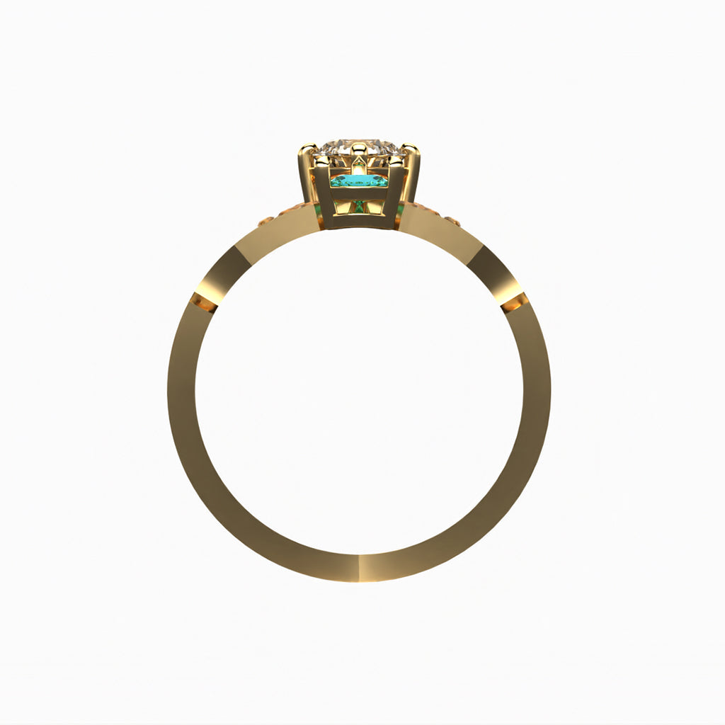 Gold and merit in 18 carat yellow gold - Diamonds and Tourmaline