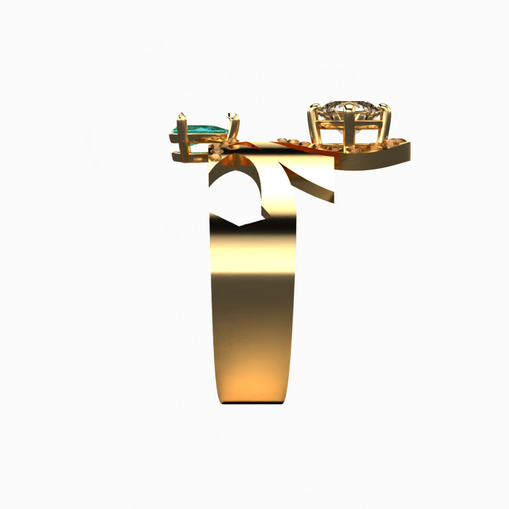 Gold and merit in 18 carat yellow gold - Diamonds and Tourmaline