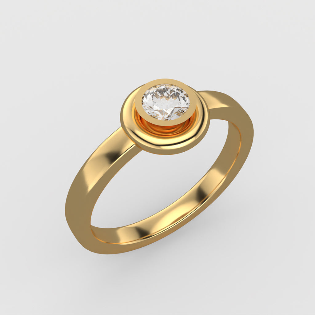 LUNE DE DIAMANT SOLITAIRE en or jaune 18 carats - Diamant de laboratoire