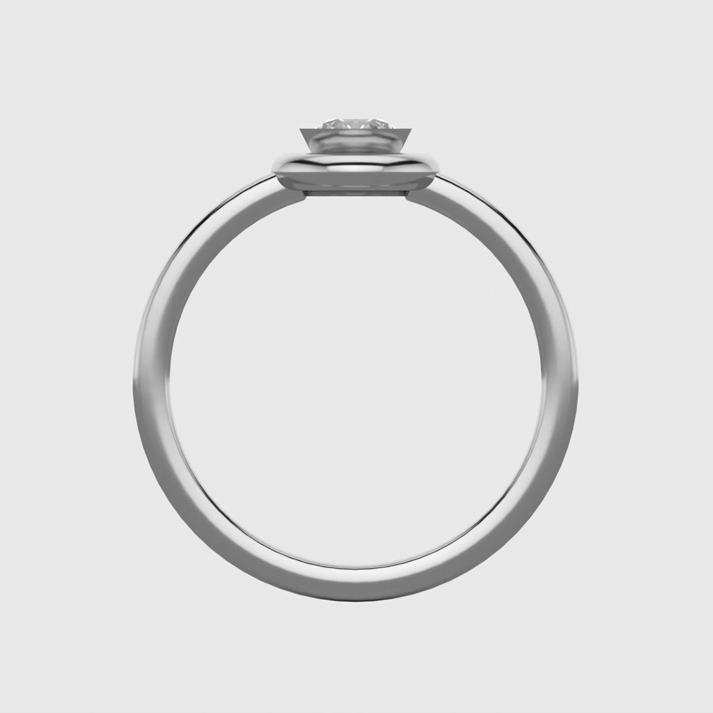 LUNE DE DIAMANT SOLITAIRE en or blanc 18 carats - Diamant de laboratoire