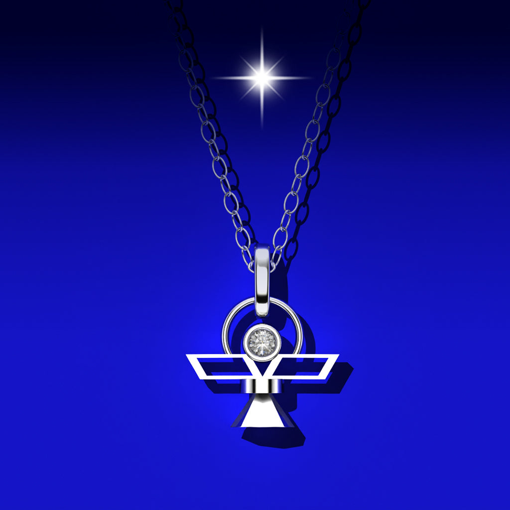 Pendentif Archange en argent 925 et diamant de laboratoire (Ou sur devis et sur commande en or)