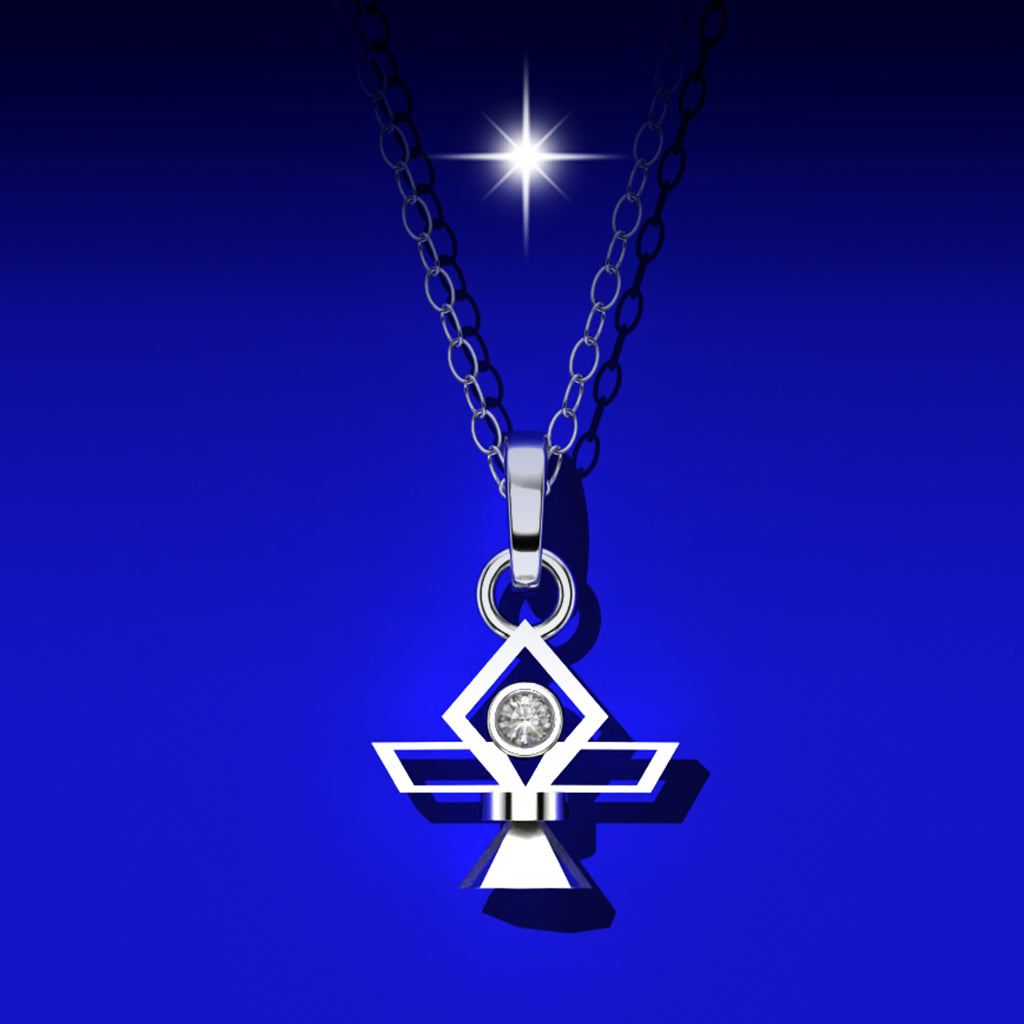 Pendentif ange gardien en argent 925 et diamant de laboratoire (Ou sur devis et sur commande en or)