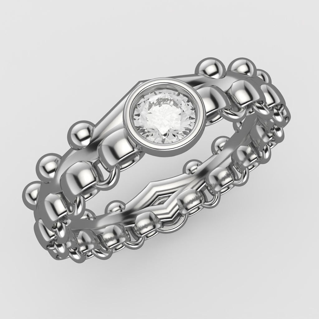 Félina solitaire in 18-carat white gold - Designed in the spirit of multiple rings