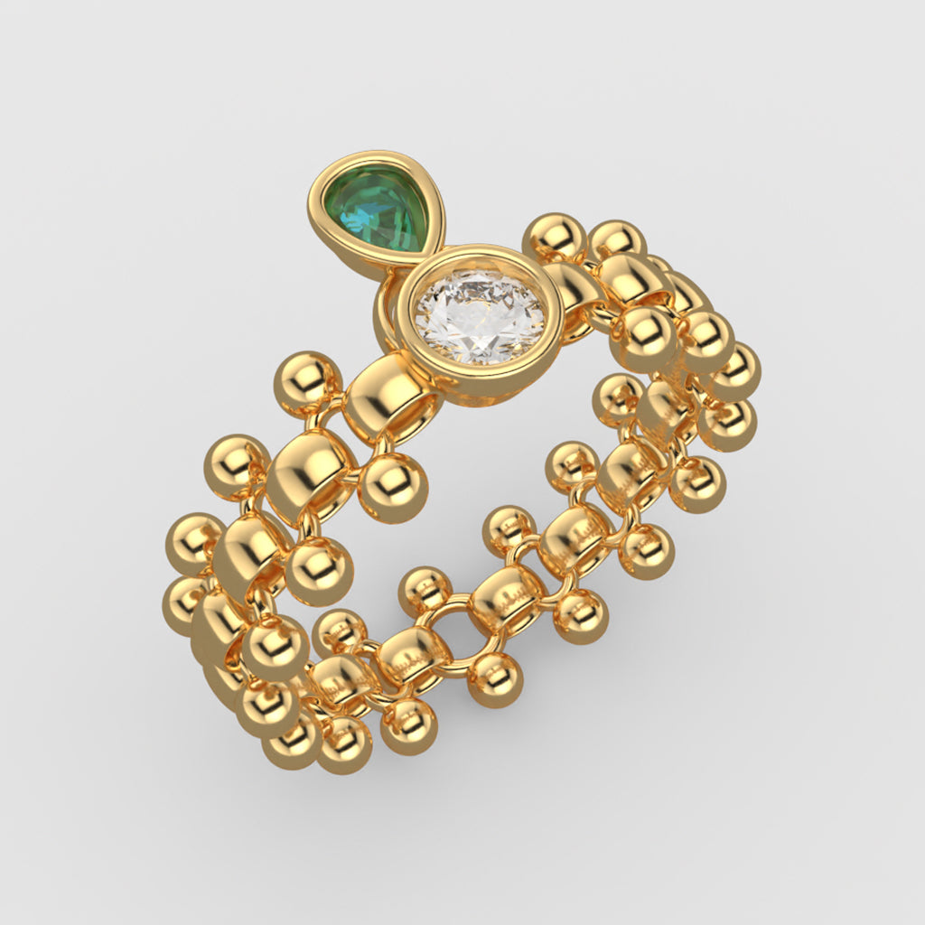 Anillo Rock N Loev en oro amarillo de 18 quilates: diseñado con el espíritu de los anillos múltiples