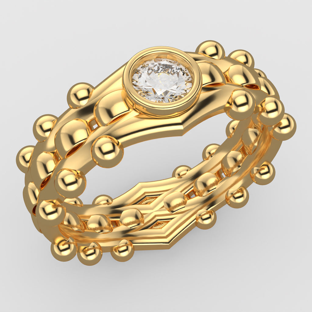 Solitario Secret d'Amoureux en oro amarillo de 18 quilates - Diseñado con el espíritu de los anillos múltiples