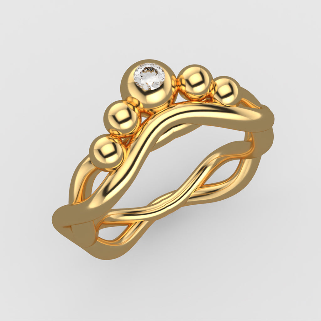 Bague main dans la main Or jaune 18 carats - Diamant de laboratoire