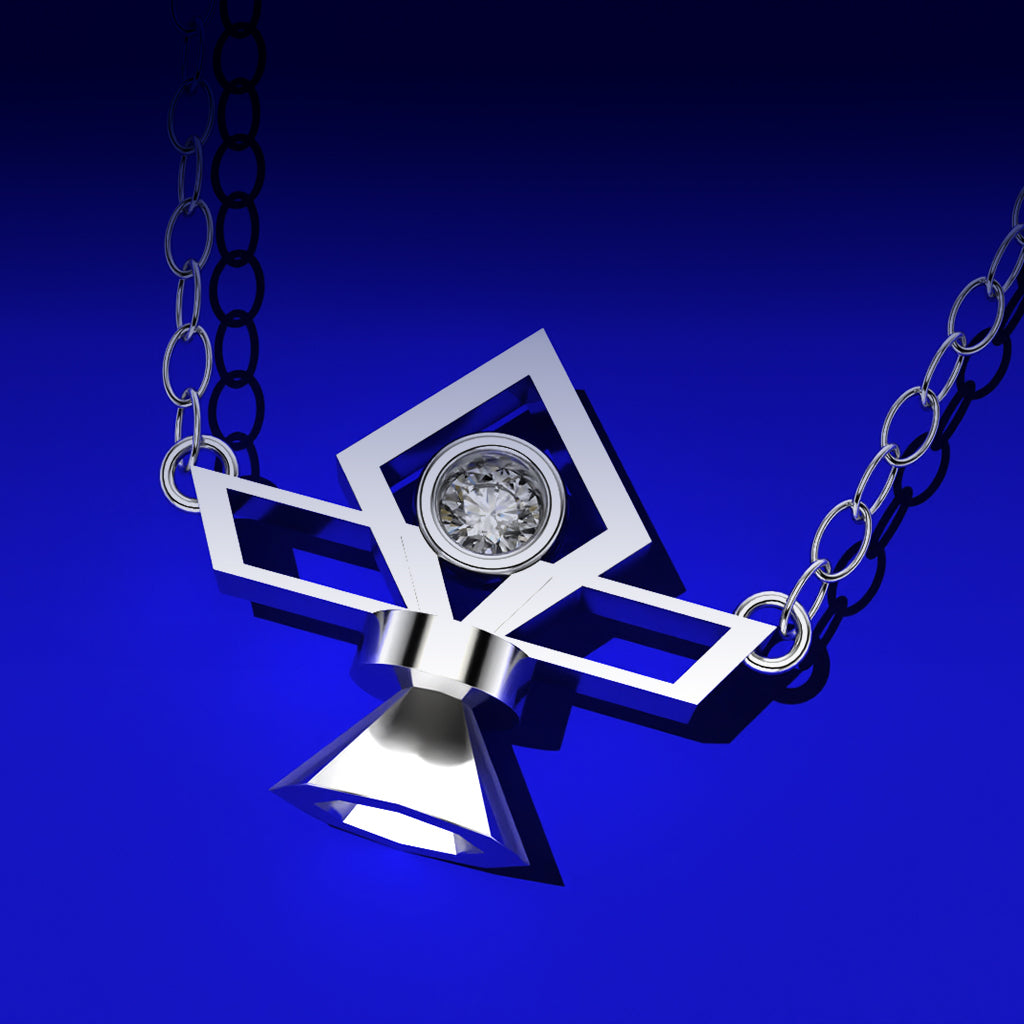 Guardian angel necklace in 925 silver and laboratory diamond (Or on quote and on order in gold)