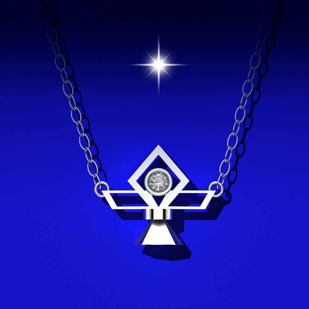 Collier ange gardien en argent 925 et diamant de laboratoire (Ou sur devis et sur commande en or)