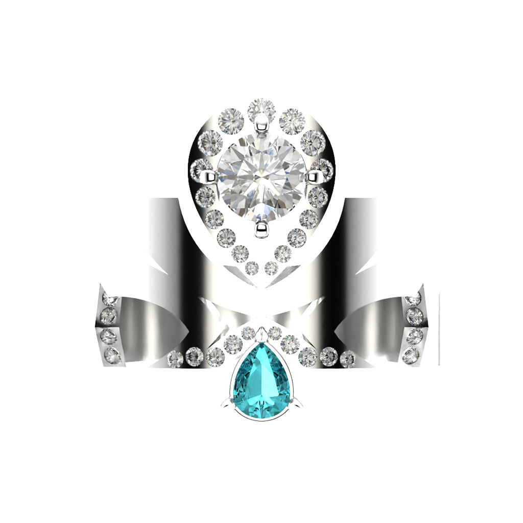 L'or et le mérite en or blanc 18 carats - Diamants et Tourmaline