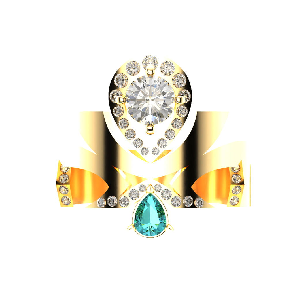 L'or et le mérite en or jaune 18 carats - Diamants et Tourmaline