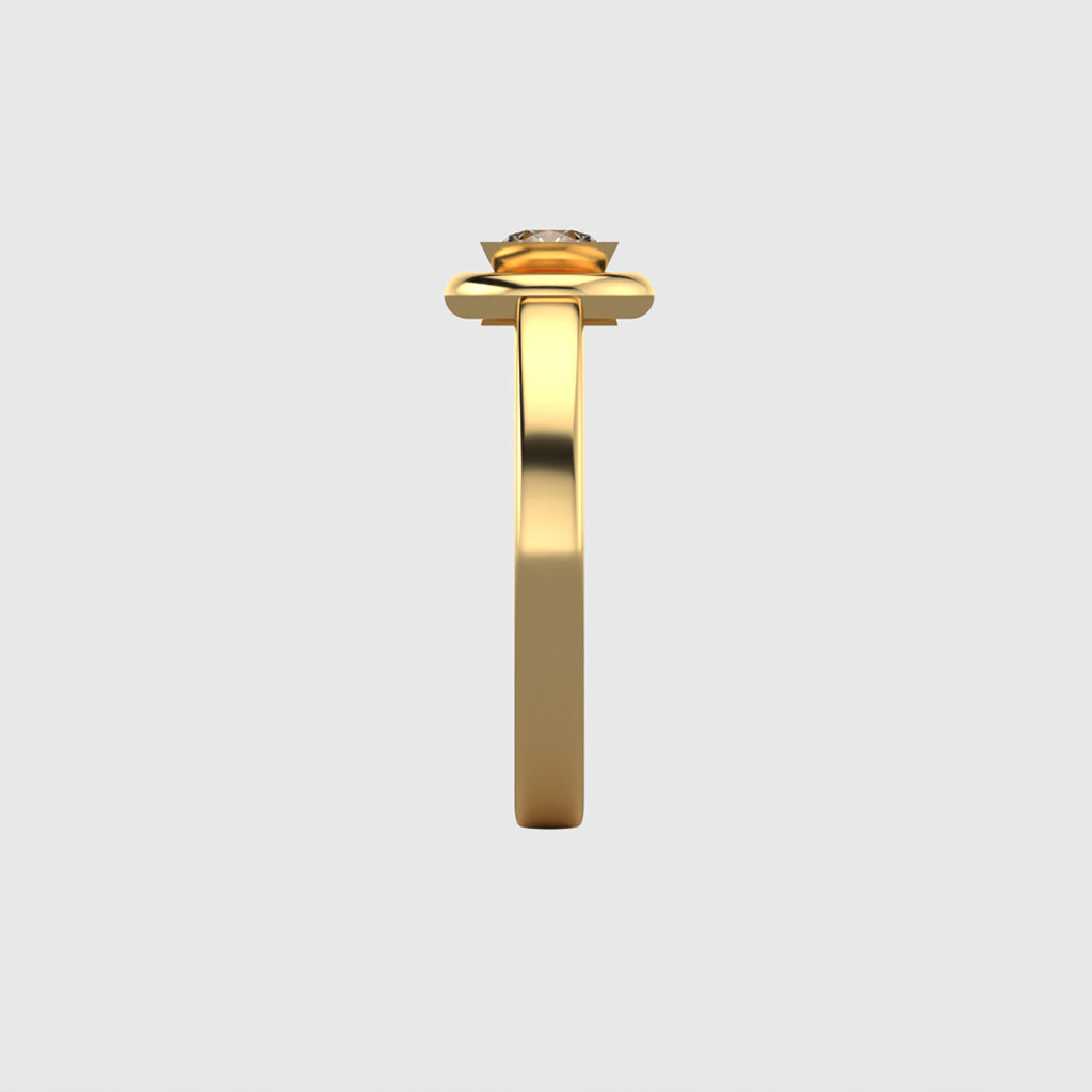 LUNE DE DIAMANT SOLITAIRE en or jaune 18 carats - Diamant de laboratoire