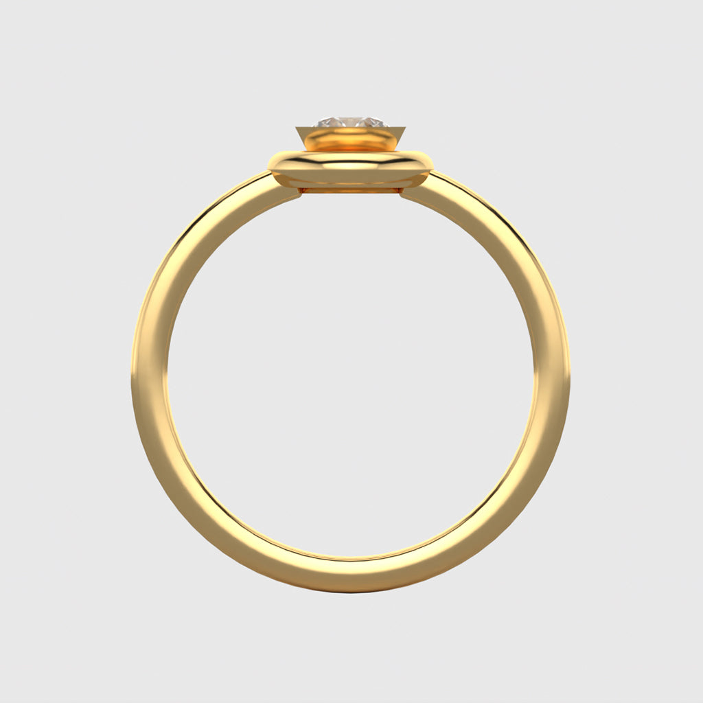 LUNE DE DIAMANT SOLITAIRE en or jaune 18 carats - Diamant de laboratoire