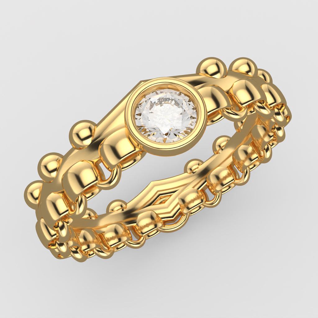 Solitaire Félina en or jaune 18 carats - Designée dans l'esprit des bagues multiples