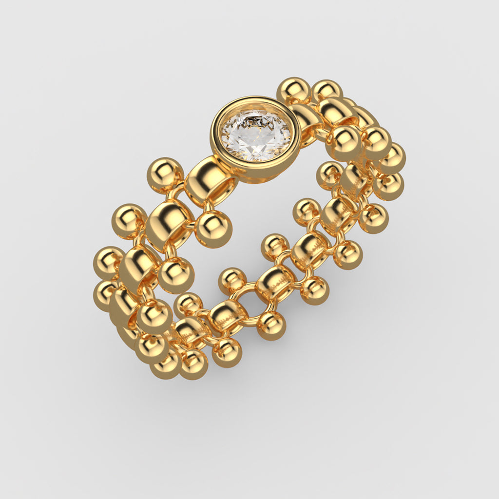 Bague Rock N Love en or jaune 18 carats - Designée dans l'esprit des bagues multiples