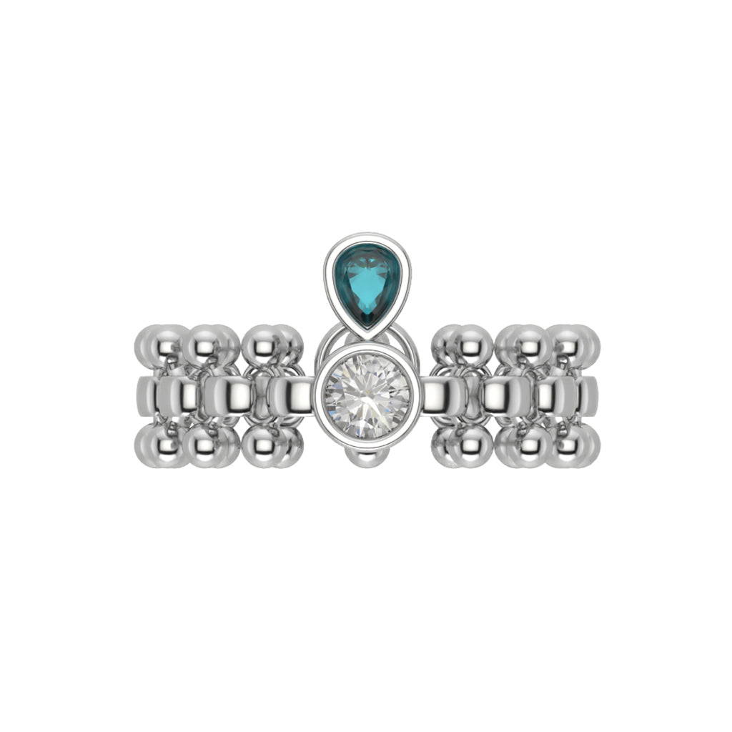 Bague Rock N Loev en or blanc 18 carats - Designée dans l'esprit des bagues multiples