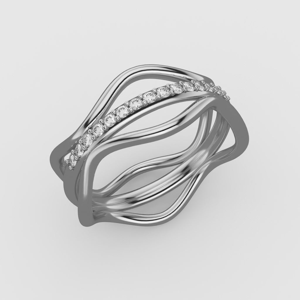 Show must go one wedding band 18 carat white gold - Lab-grown diamonds